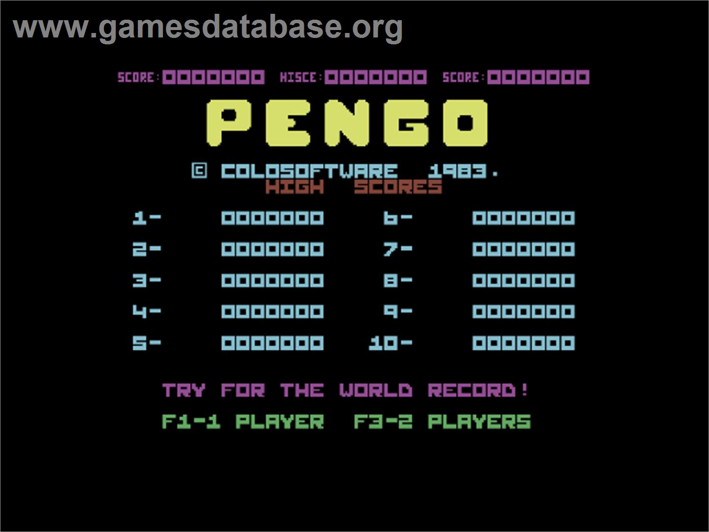 Pengo / Petch - Commodore 64 - Artwork - Title Screen
