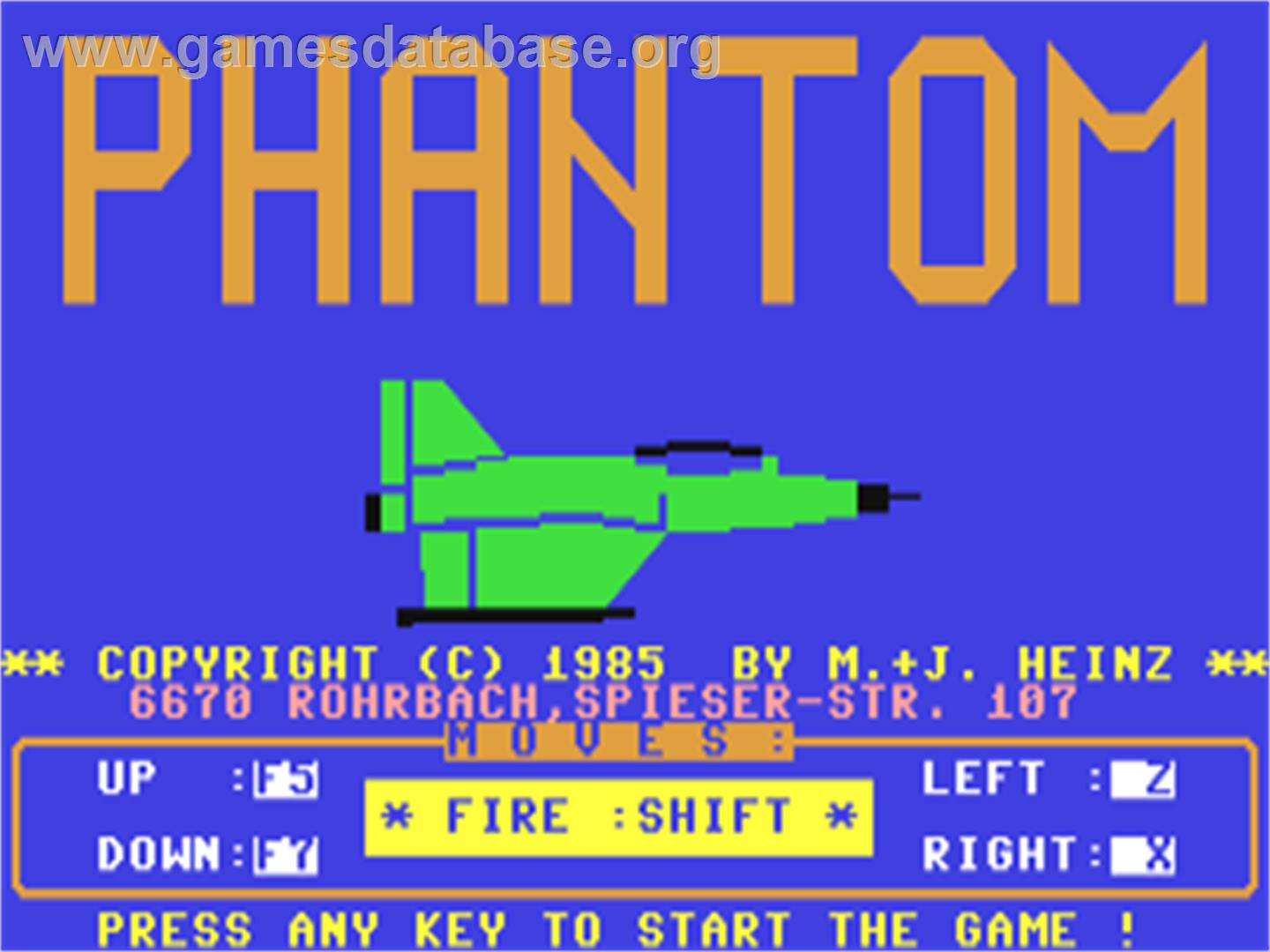 Phantom (Multisoft) - Commodore 64 - Artwork - Title Screen
