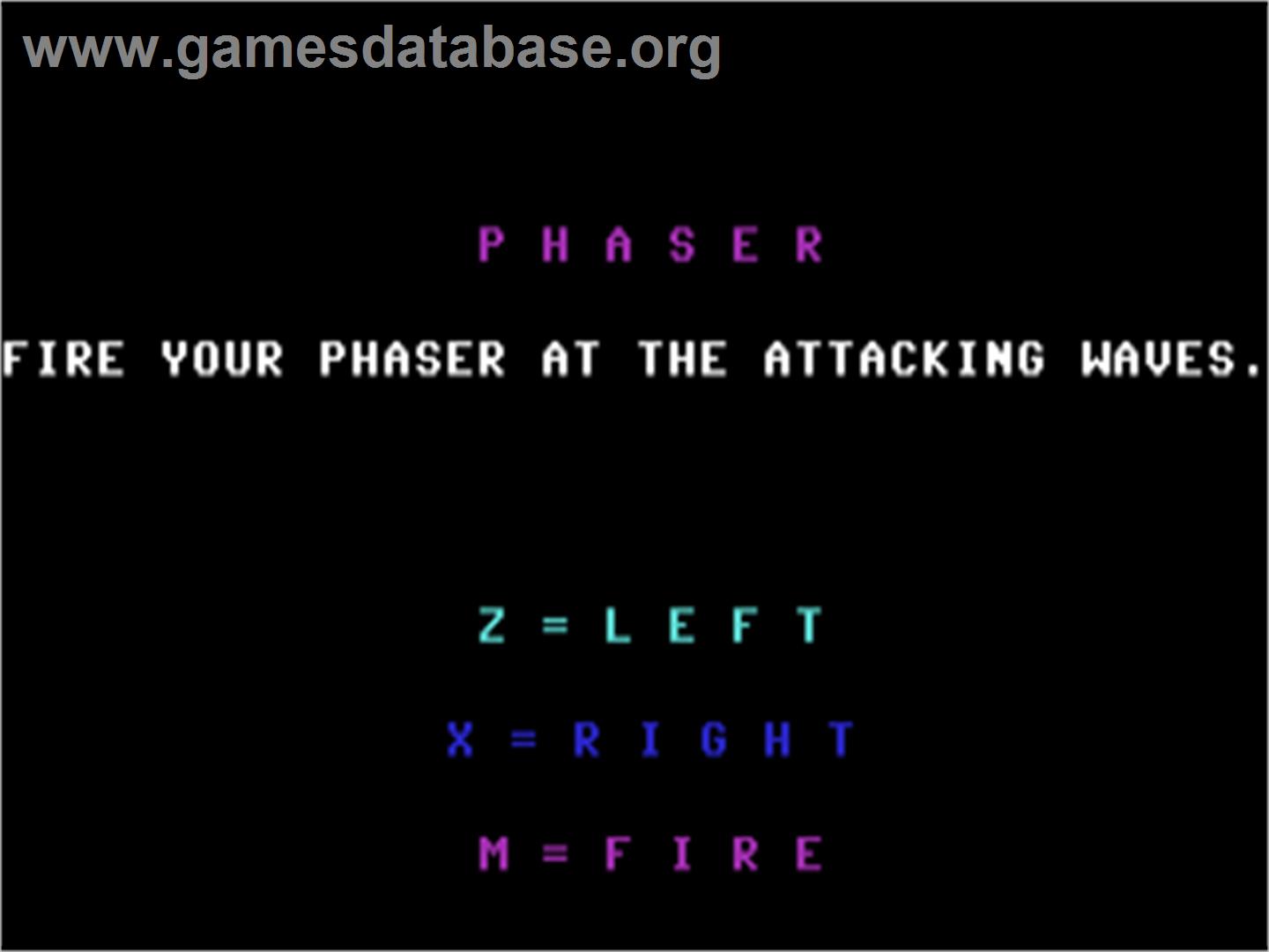 Phaser (Cascade Games - Shoot'em Up) - Commodore 64 - Artwork - Title Screen