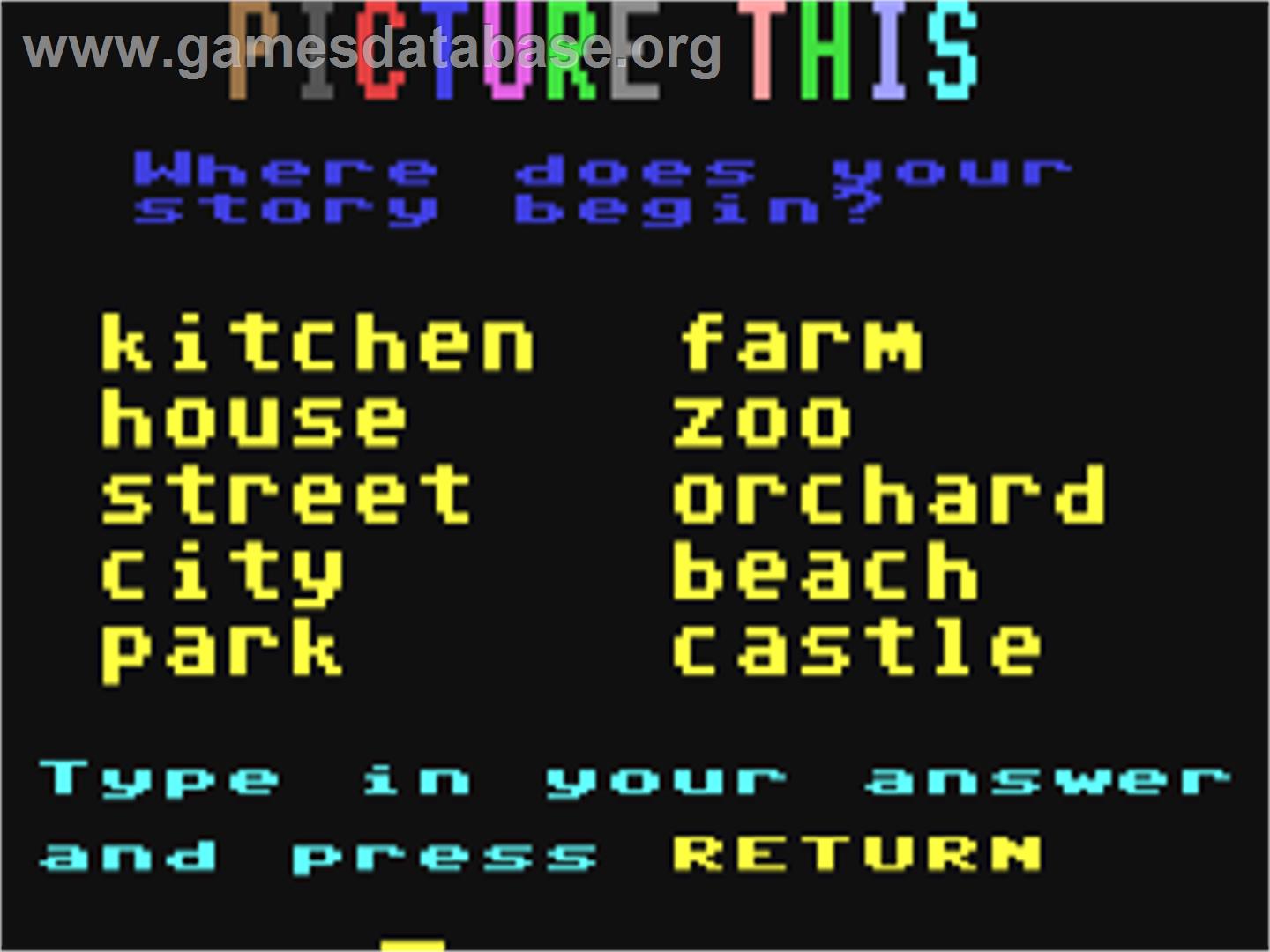 Picture This - Commodore 64 - Artwork - Title Screen
