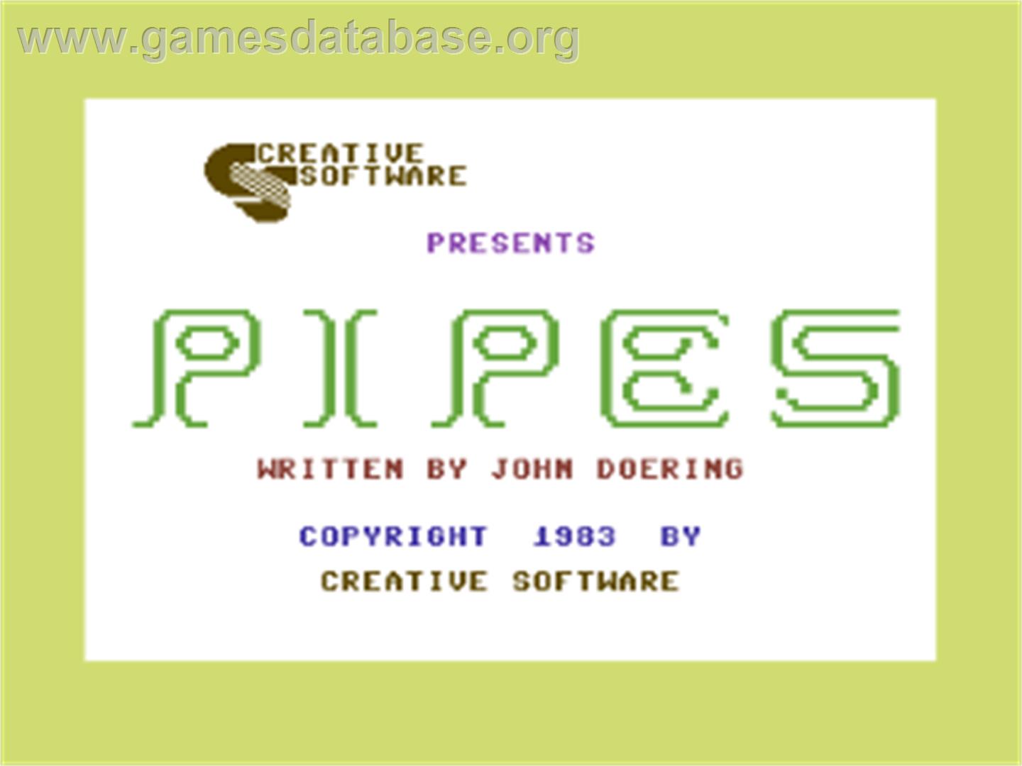 Pipes - Commodore 64 - Artwork - Title Screen
