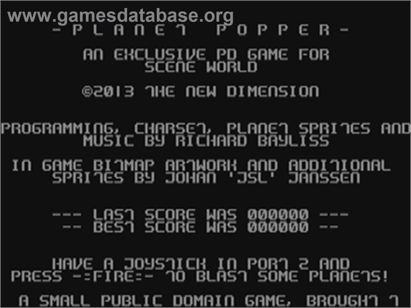 Planet Popper - Commodore 64 - Artwork - Title Screen