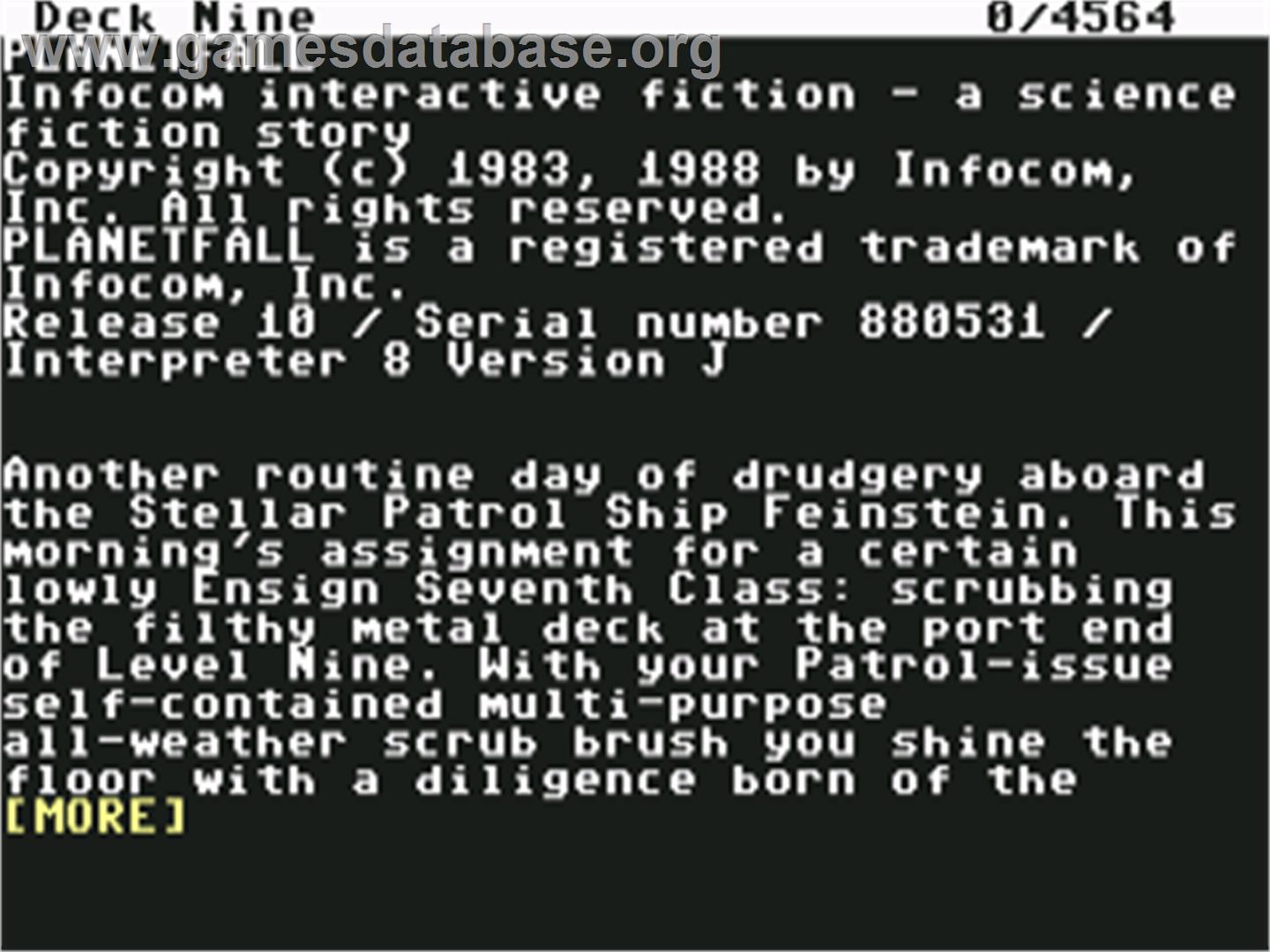 Planetfall - Commodore 64 - Artwork - Title Screen