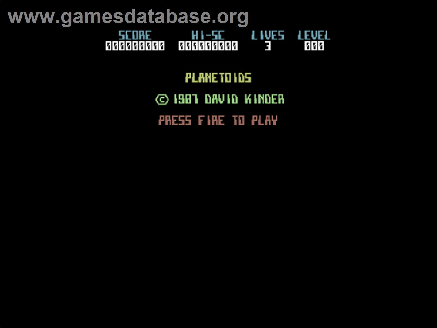 Planetoids (Mark L. Fletcher) - Commodore 64 - Artwork - Title Screen
