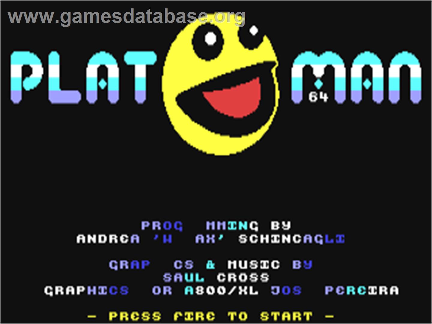 Platman - Commodore 64 - Artwork - Title Screen