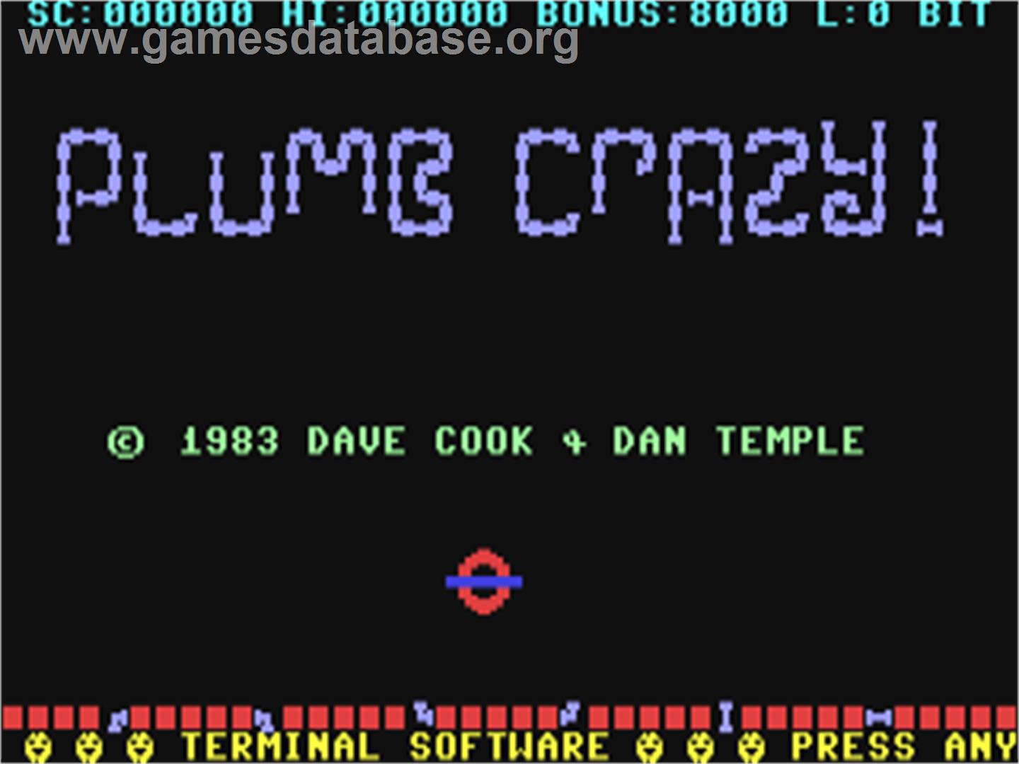 Plumb Crazy - Commodore 64 - Artwork - Title Screen