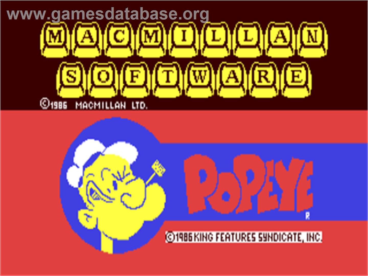 Popeye (Macmillan) - Commodore 64 - Artwork - Title Screen