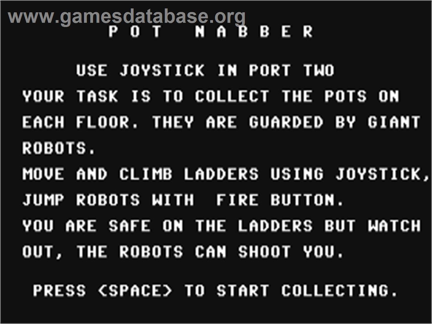 Pot Nabber - Commodore 64 - Artwork - Title Screen