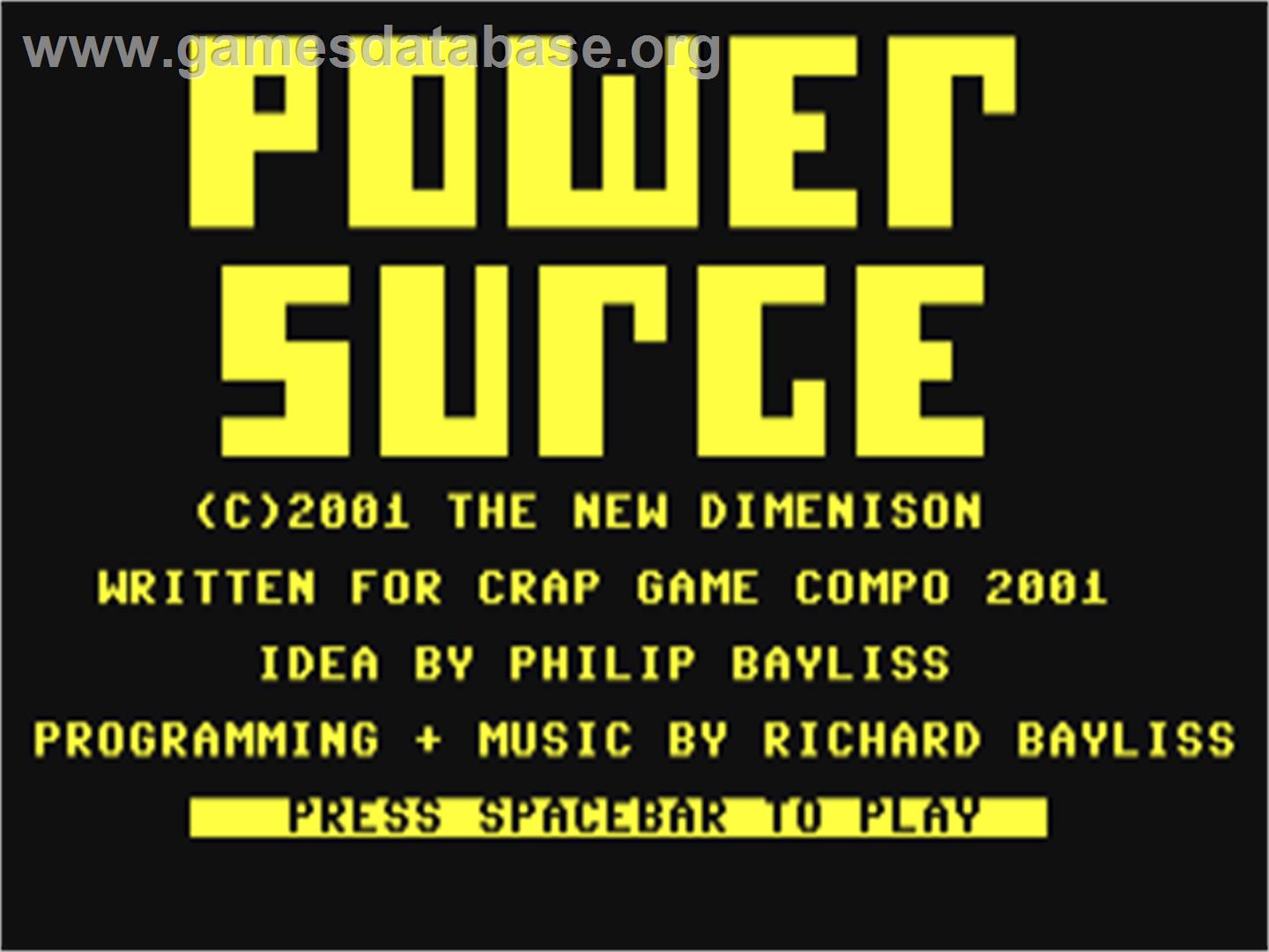 Power Surge - Commodore 64 - Artwork - Title Screen