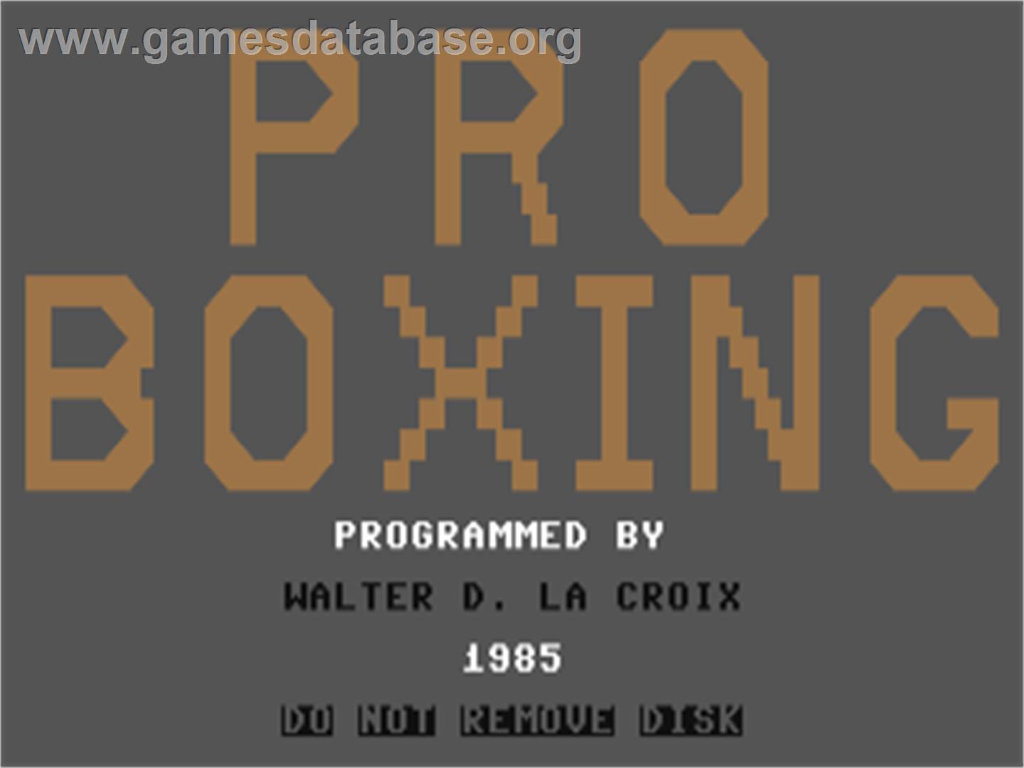 Pro Boxing - Commodore 64 - Artwork - Title Screen