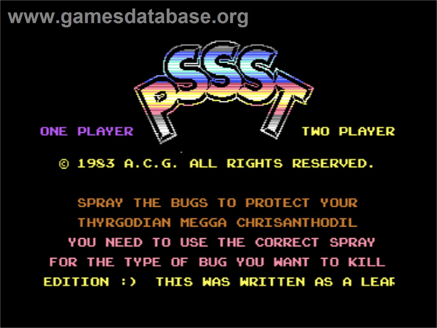 Pssst - Commodore 64 - Artwork - Title Screen