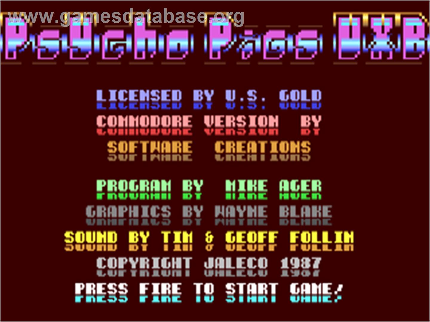 Psycho Pigs UXB - Commodore 64 - Artwork - Title Screen