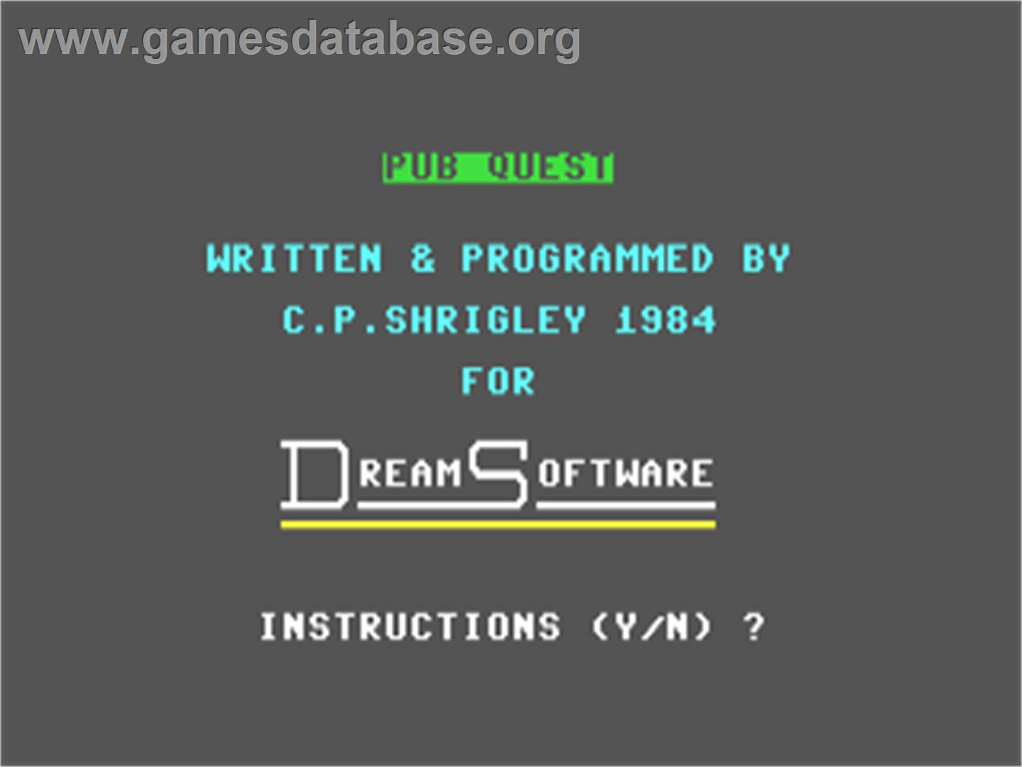 Pub Quest - Commodore 64 - Artwork - Title Screen