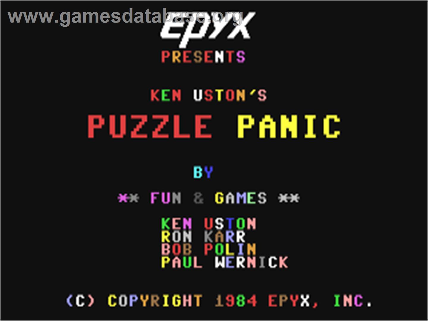 Puzzle Panic - Commodore 64 - Artwork - Title Screen