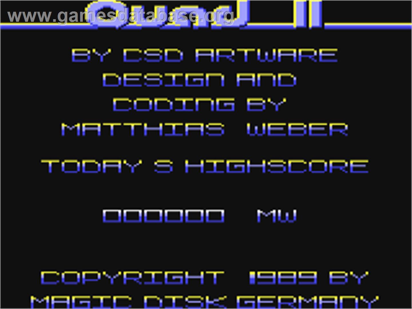 Quad 2 - Commodore 64 - Artwork - Title Screen