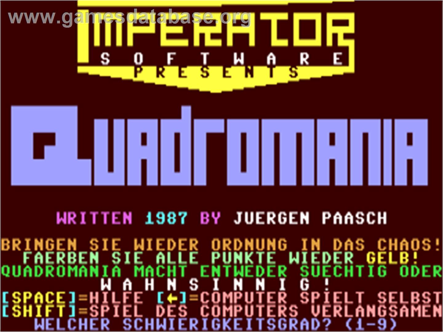 Quadromania - Commodore 64 - Artwork - Title Screen