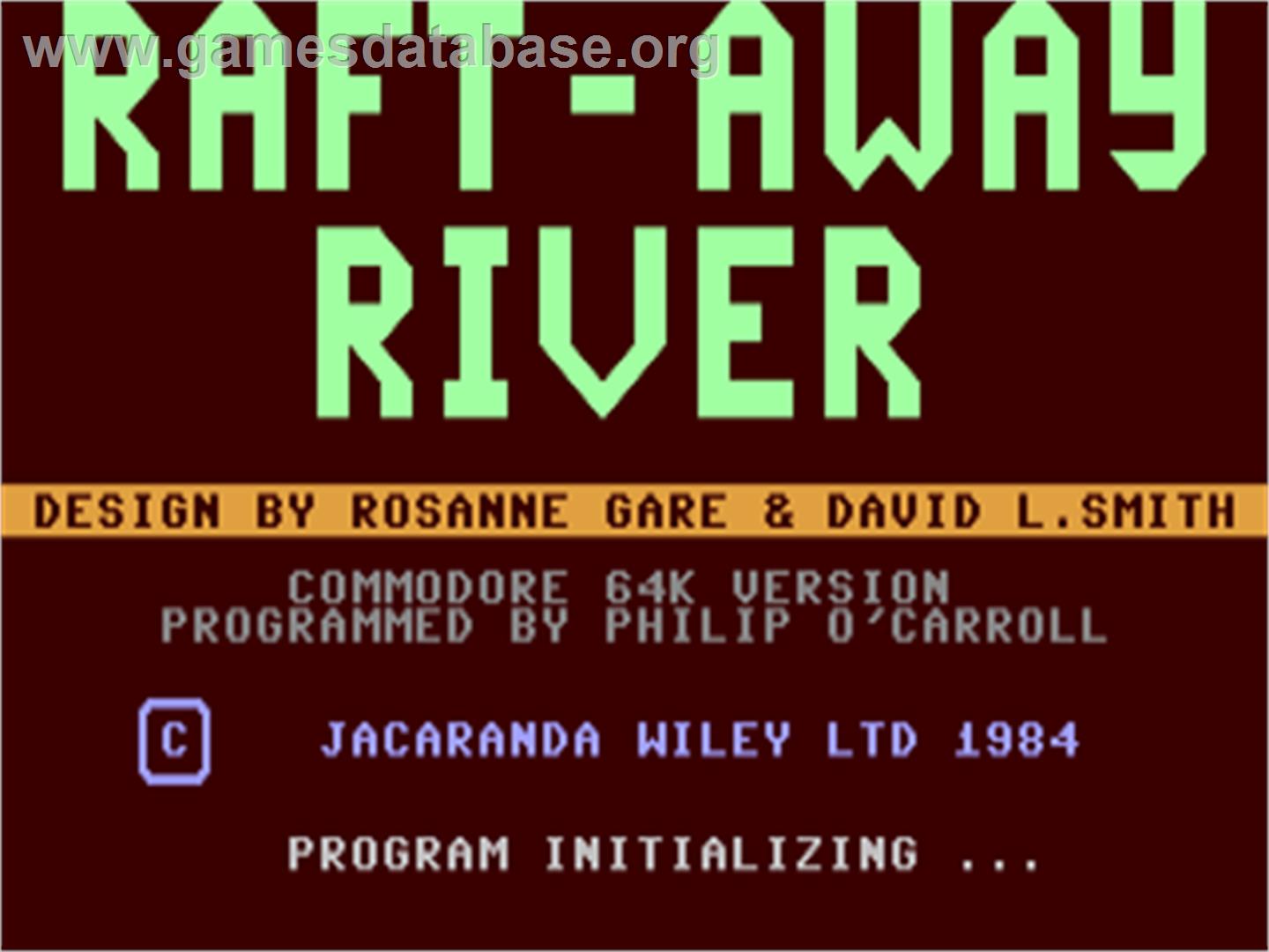 Raft-away River - Commodore 64 - Artwork - Title Screen