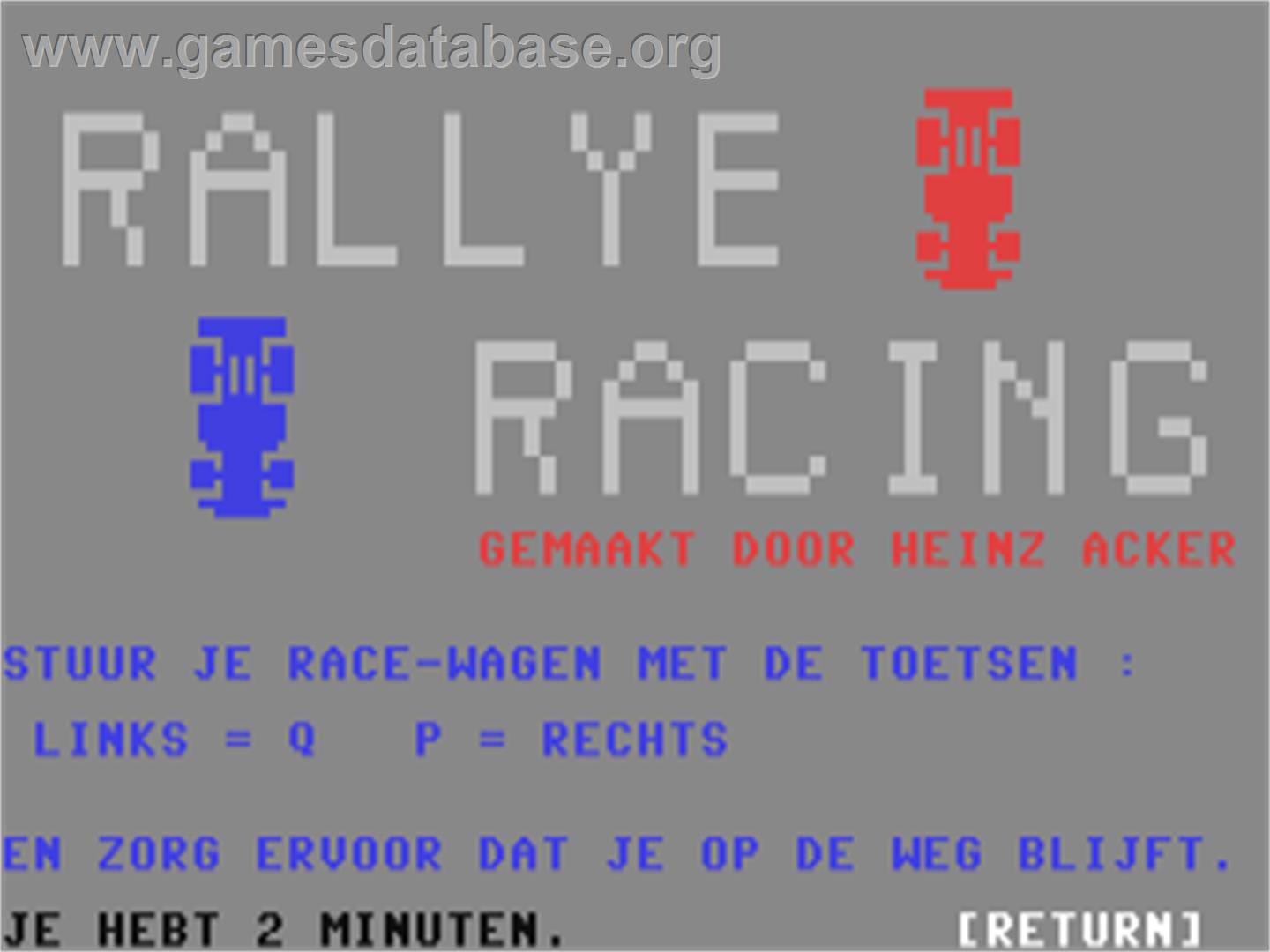 Rallye Racing - Commodore 64 - Artwork - Title Screen