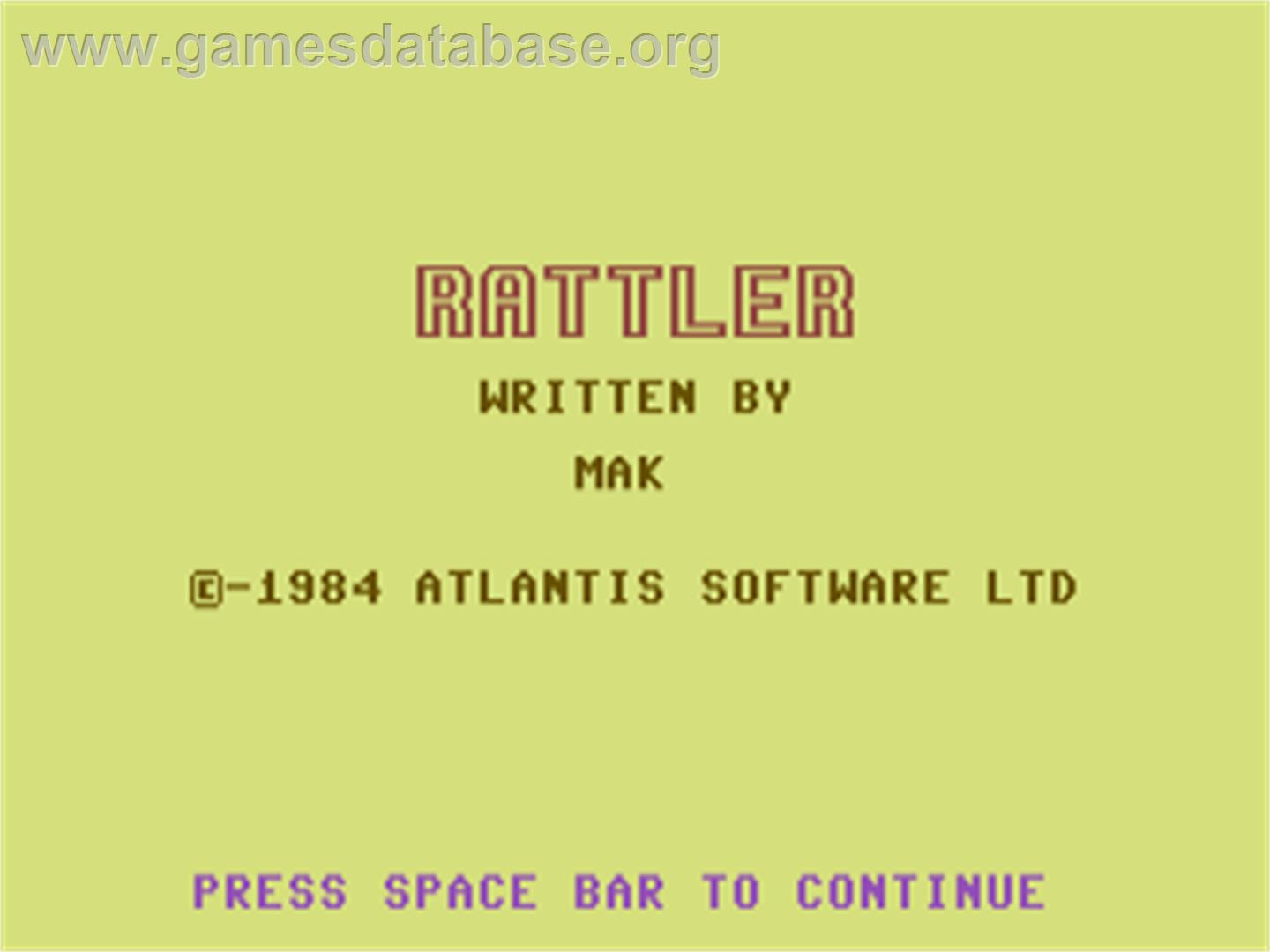 Rattler - Commodore 64 - Artwork - Title Screen