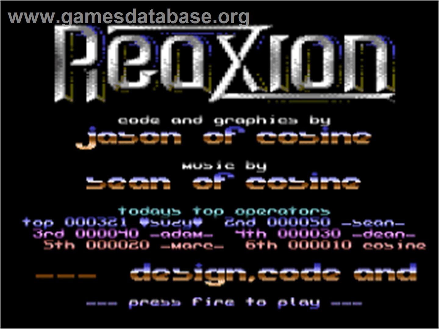 Reaxion (Future Publishing) - Commodore 64 - Artwork - Title Screen