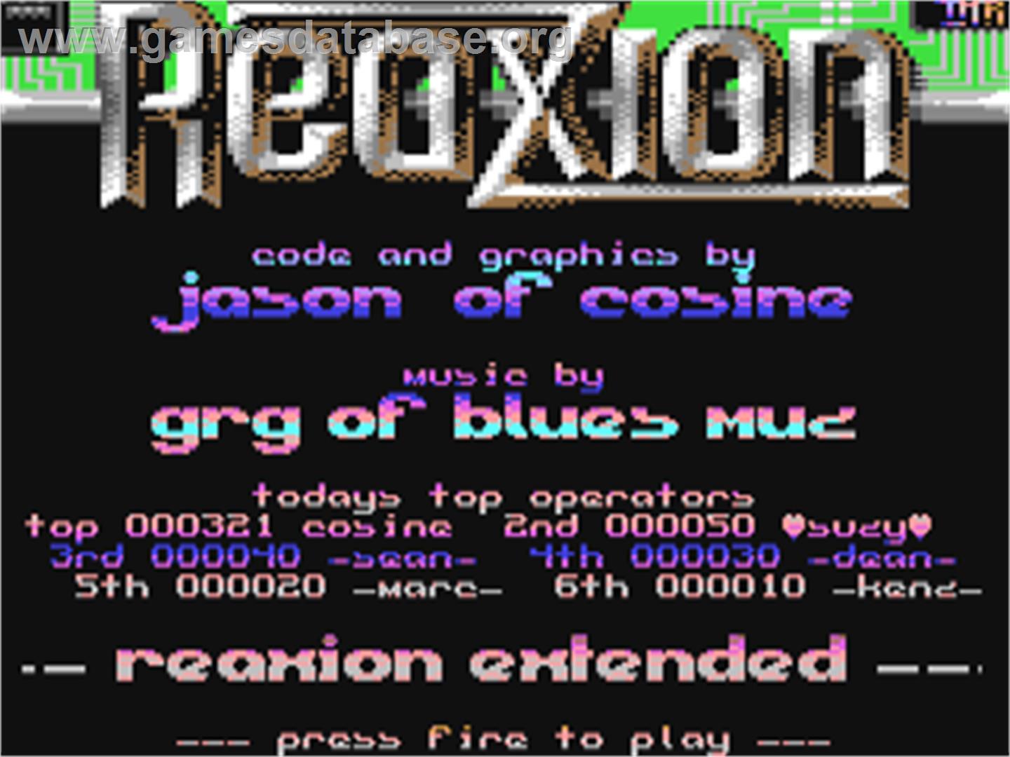 Reaxion Extended - Commodore 64 - Artwork - Title Screen