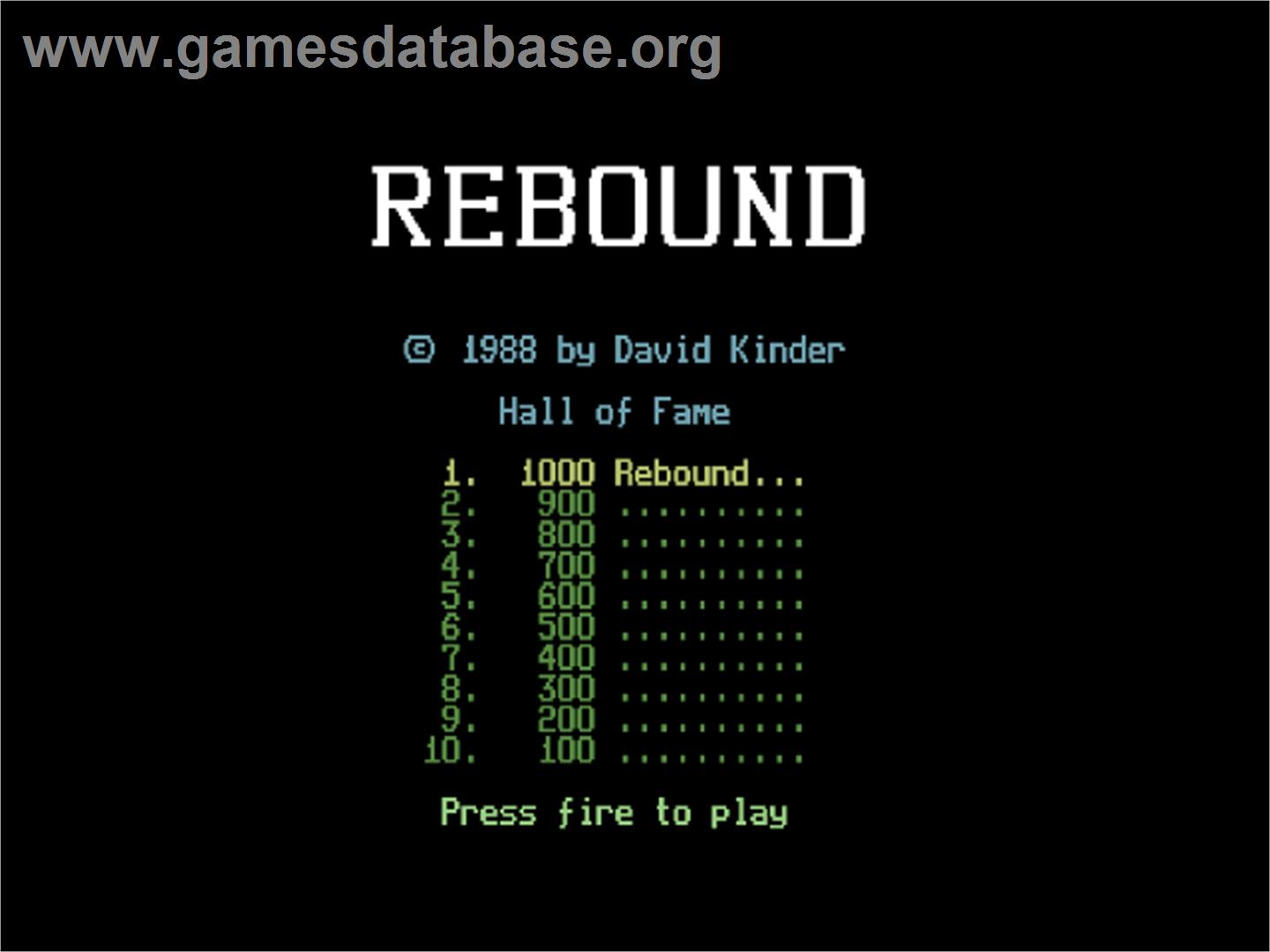 Rebound (Markt & Technik) - Commodore 64 - Artwork - Title Screen