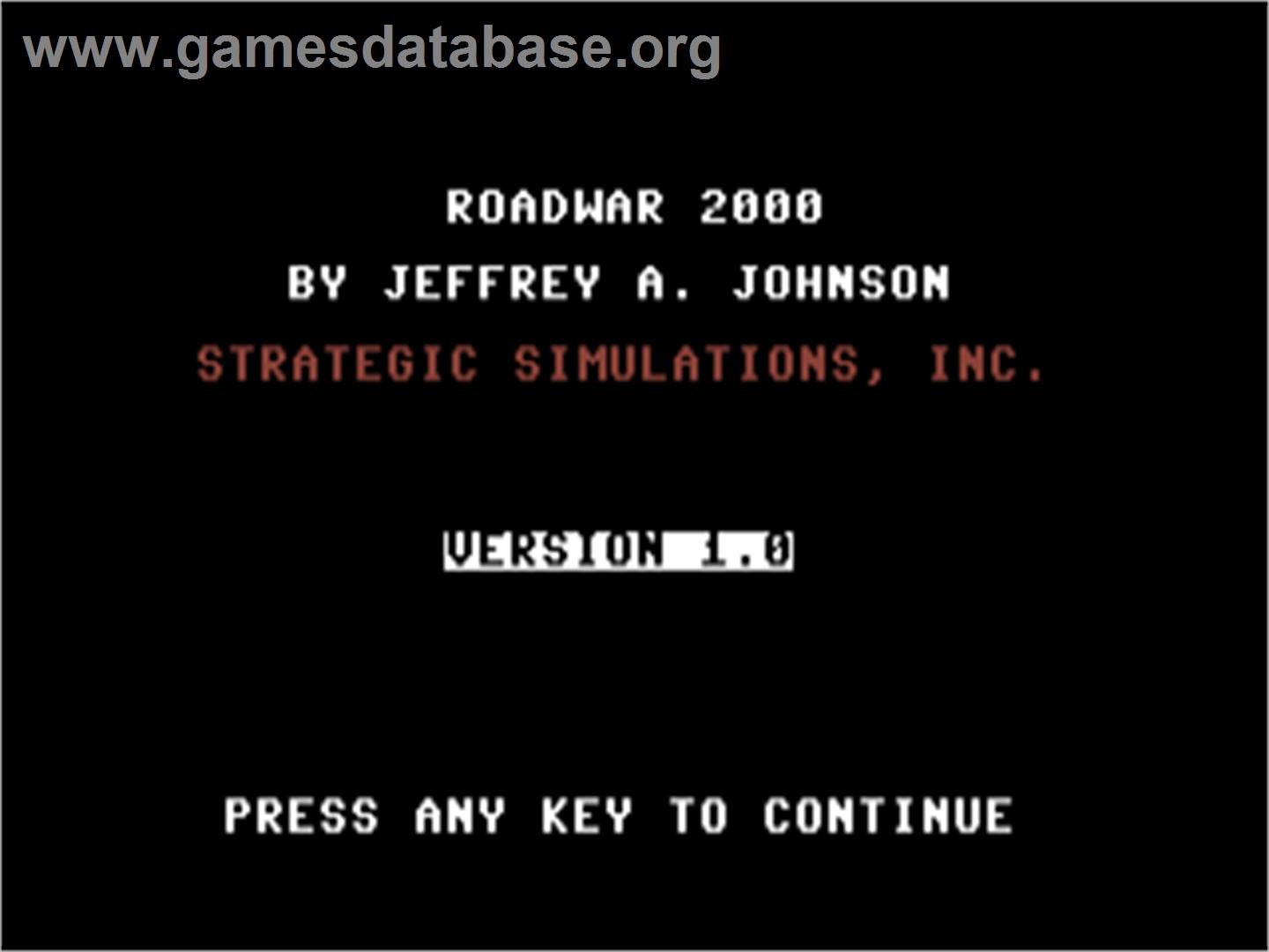 Roadwar 2000 - Commodore 64 - Artwork - Title Screen