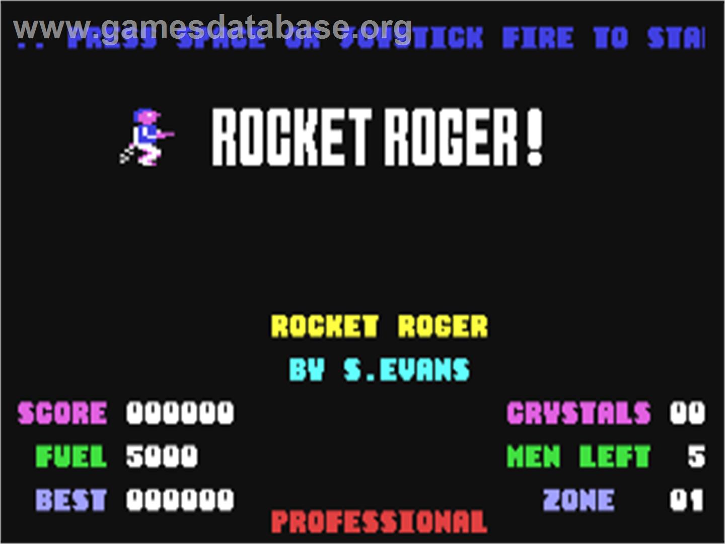 Rocket Roger - Commodore 64 - Artwork - Title Screen