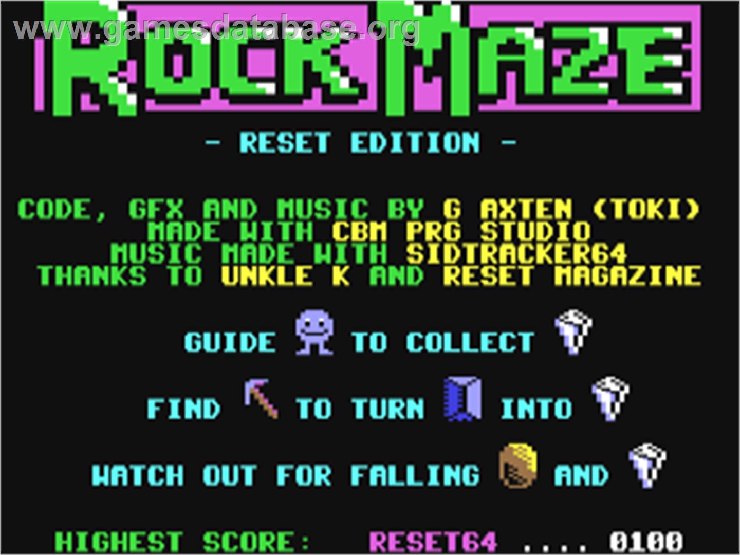Rockmaze - Reset Edition - Commodore 64 - Artwork - Title Screen