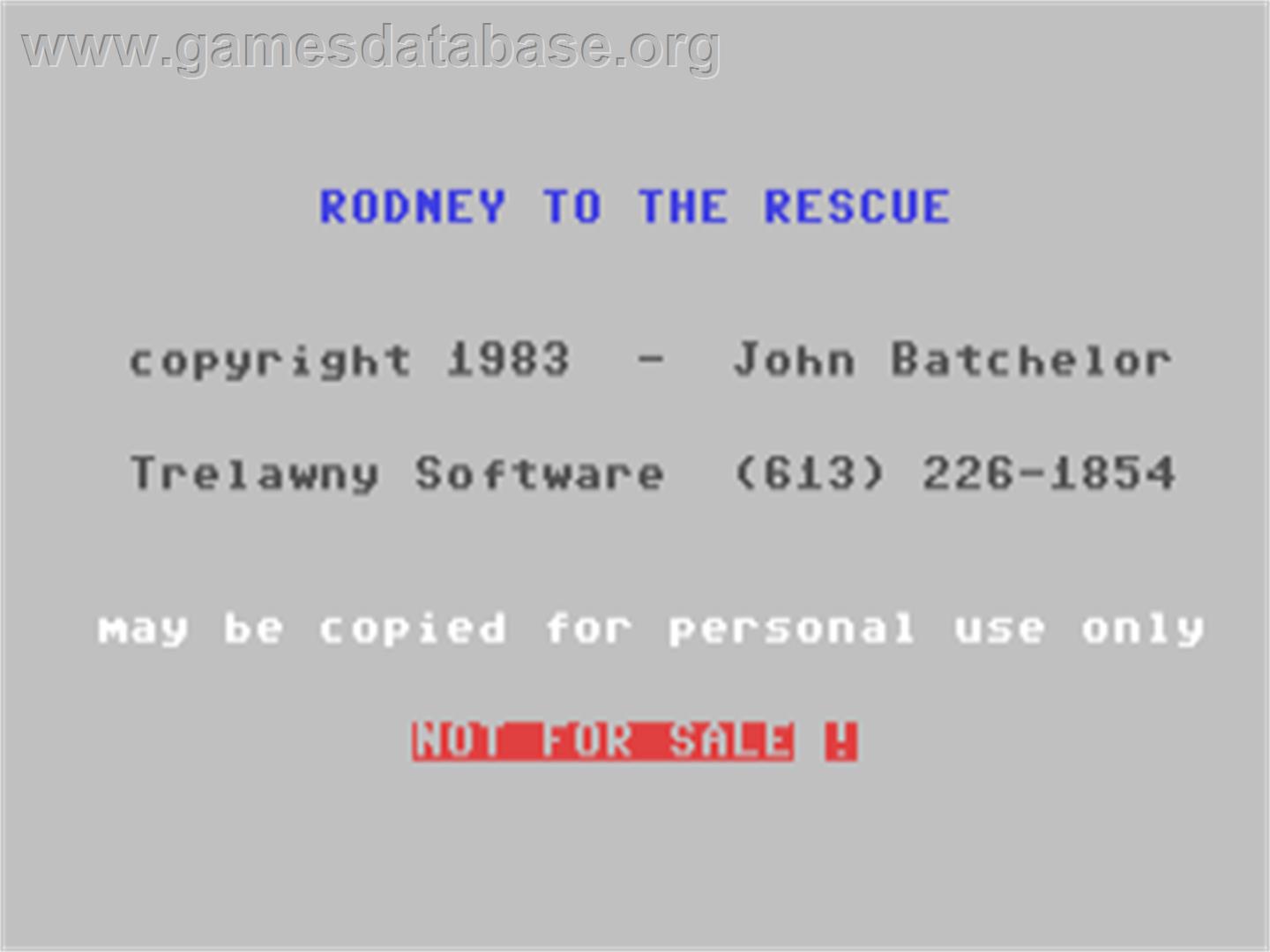 Rodney To The Rescue - Commodore 64 - Artwork - Title Screen
