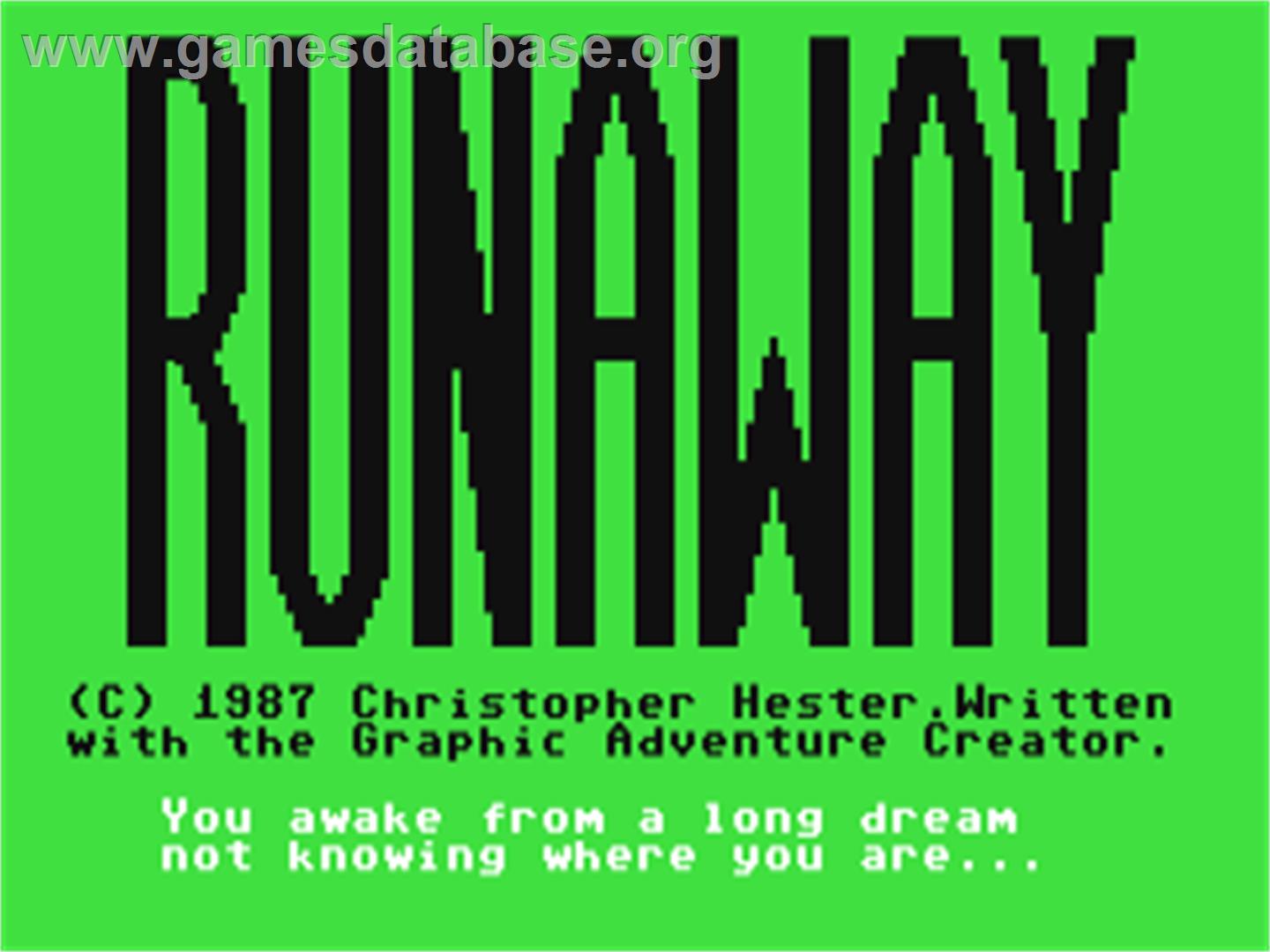 Runaway (Argus Specialist) - Commodore 64 - Artwork - Title Screen