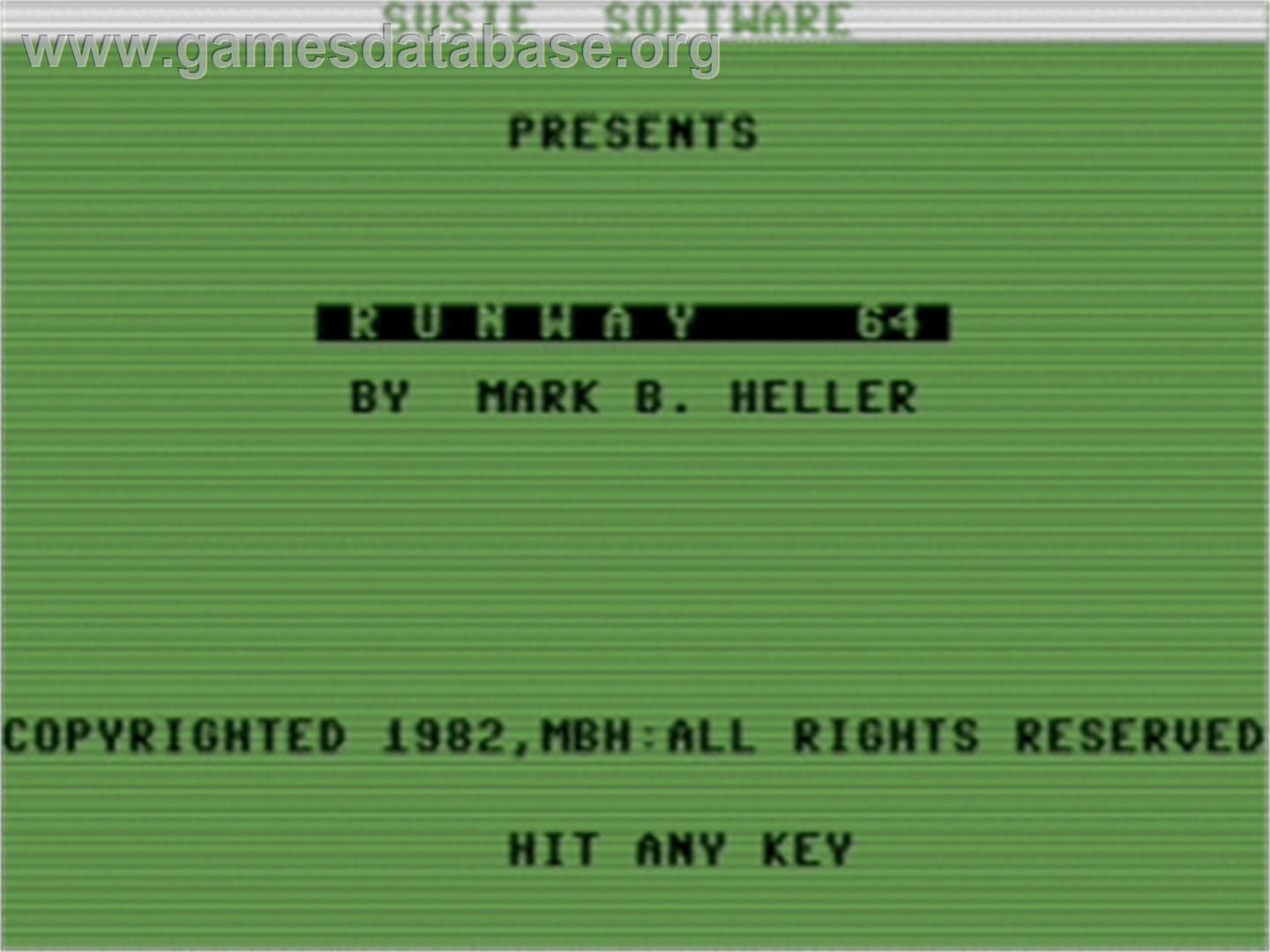 Runway 64 - Commodore 64 - Artwork - Title Screen