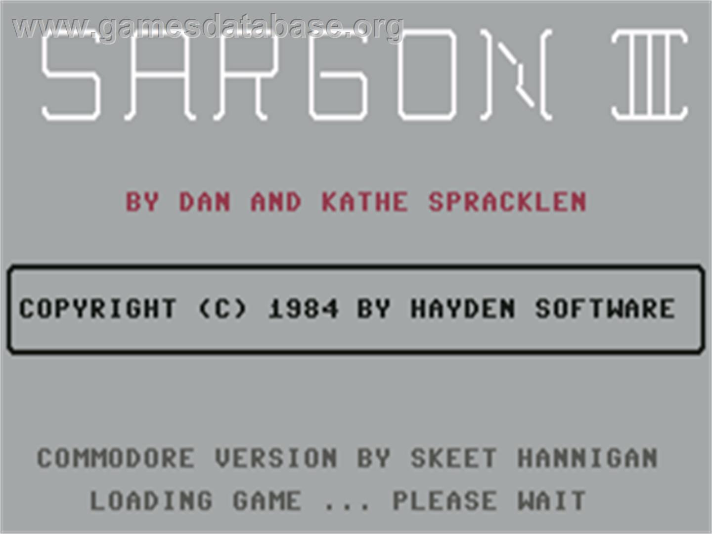 Sargon III - Commodore 64 - Artwork - Title Screen