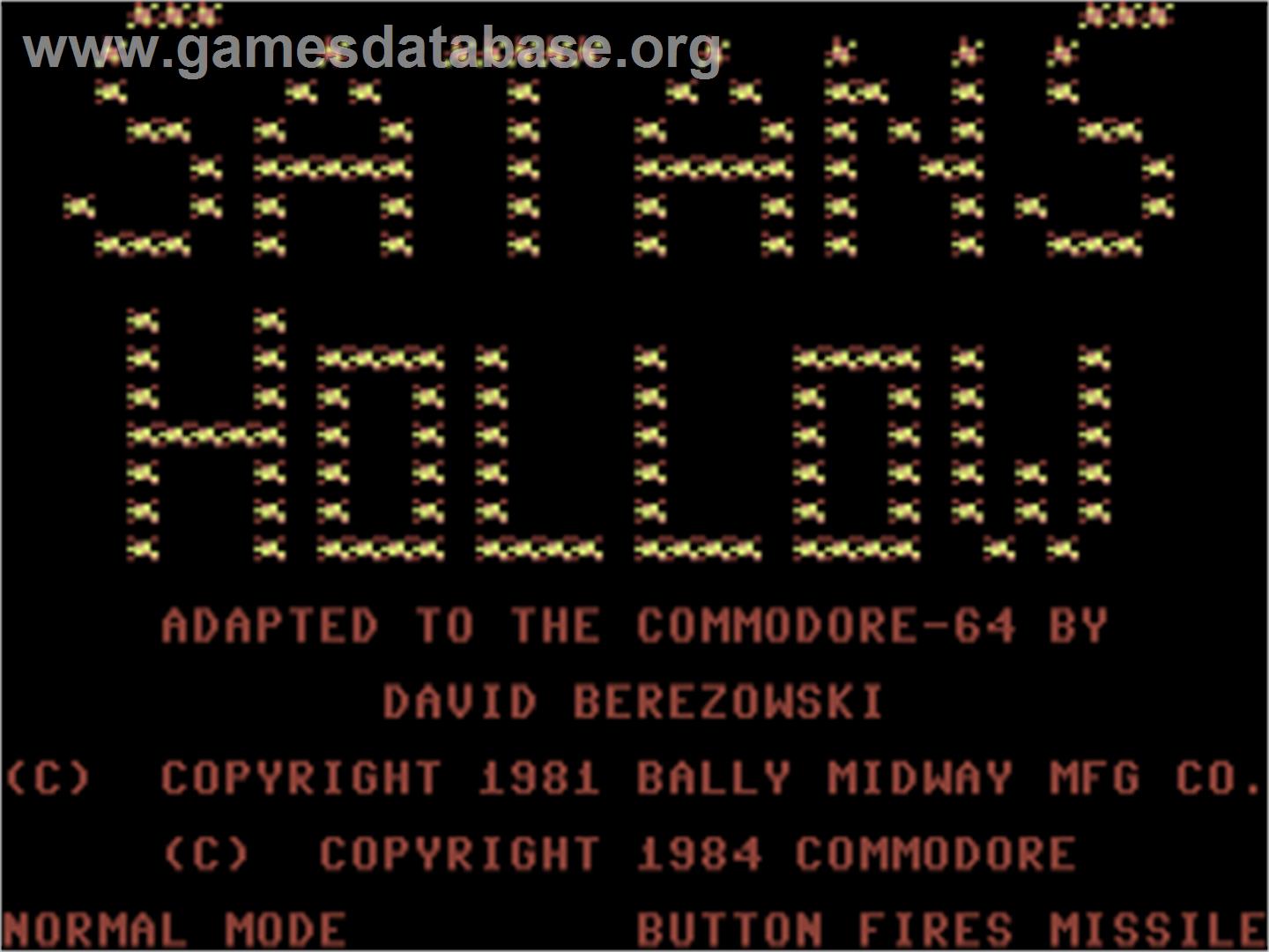 Satan's Hollow - Commodore 64 - Artwork - Title Screen