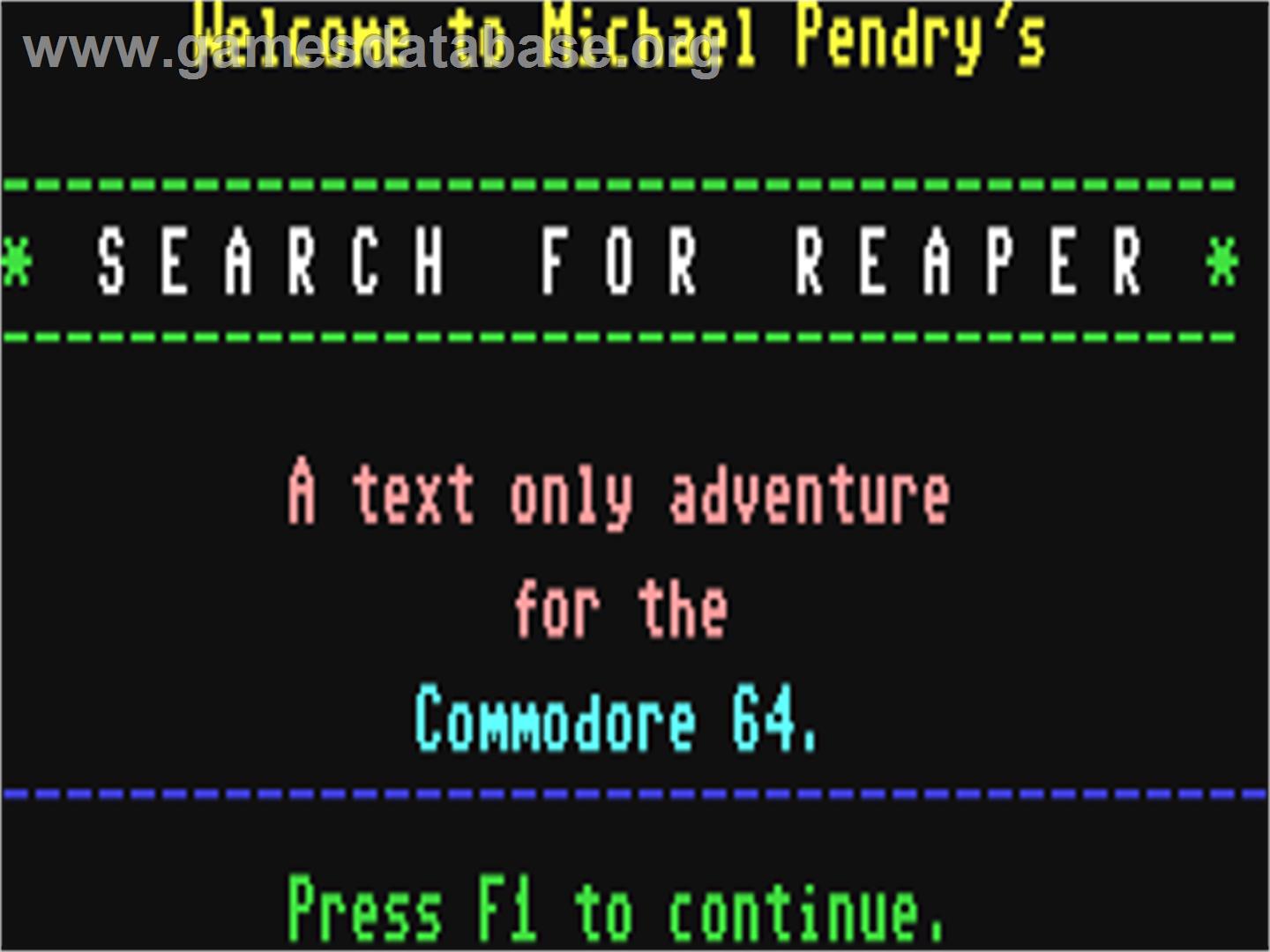 Search For Reaper - Commodore 64 - Artwork - Title Screen