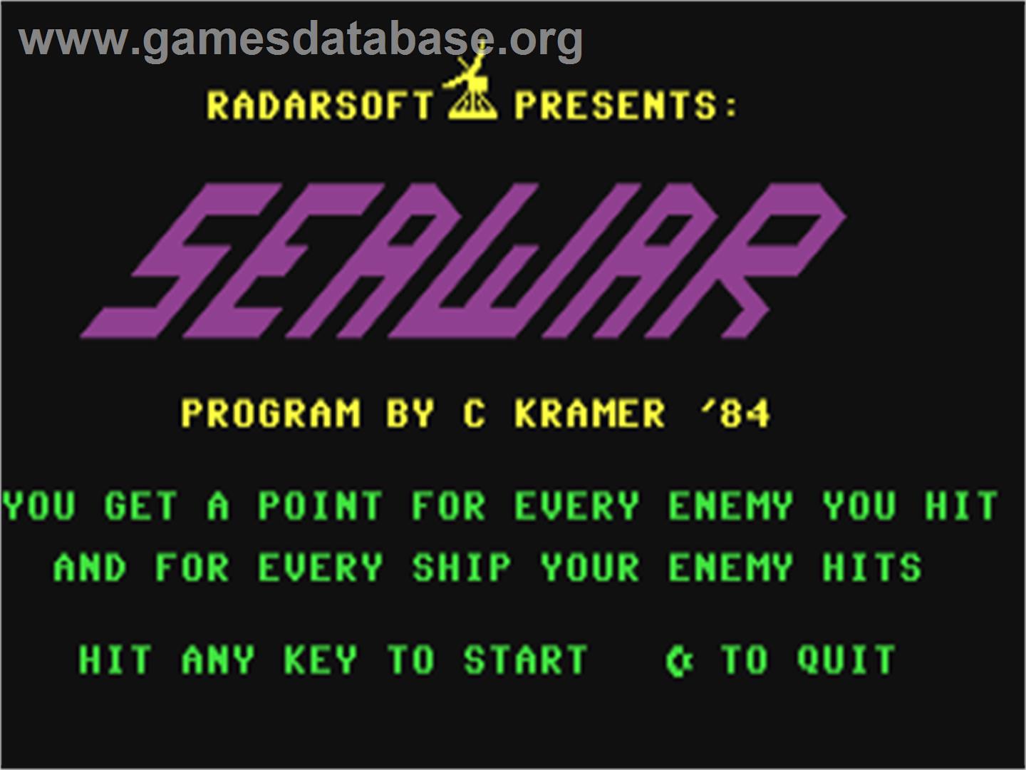 Seawar - Commodore 64 - Artwork - Title Screen