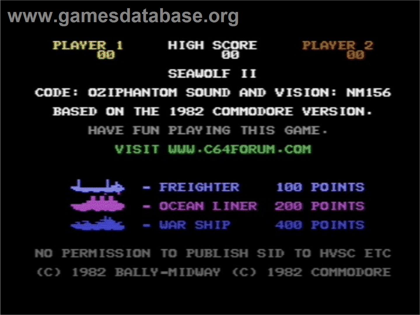 Seawolf 2 - Commodore 64 - Artwork - Title Screen