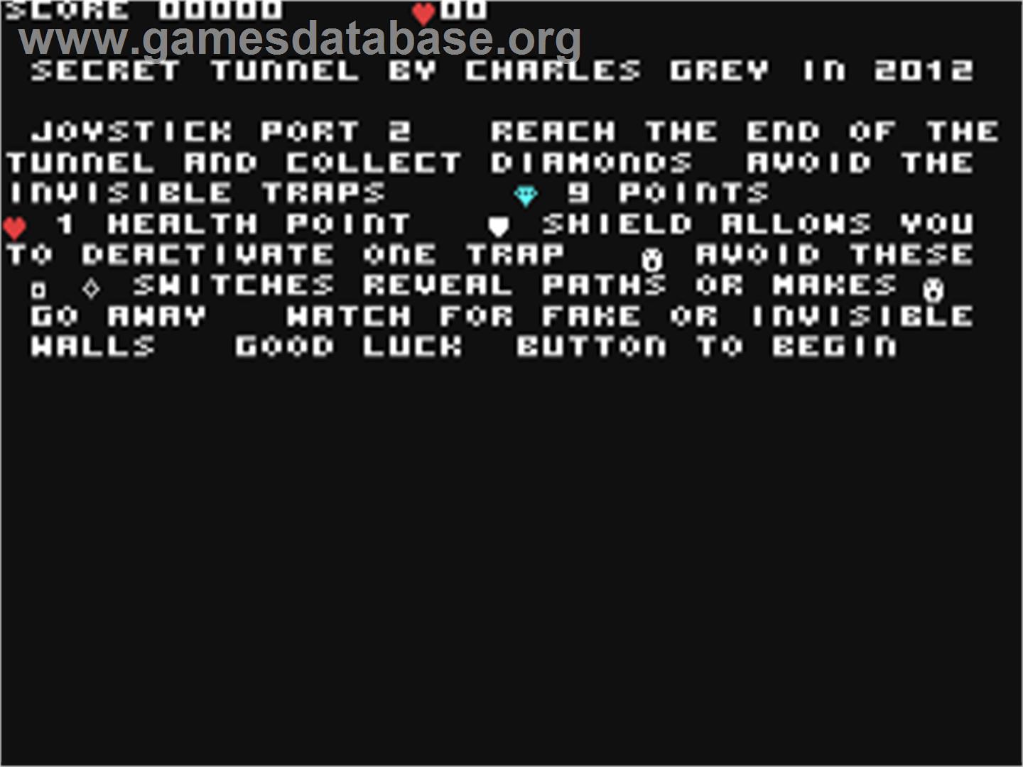 Secret Tunnel - Commodore 64 - Artwork - Title Screen