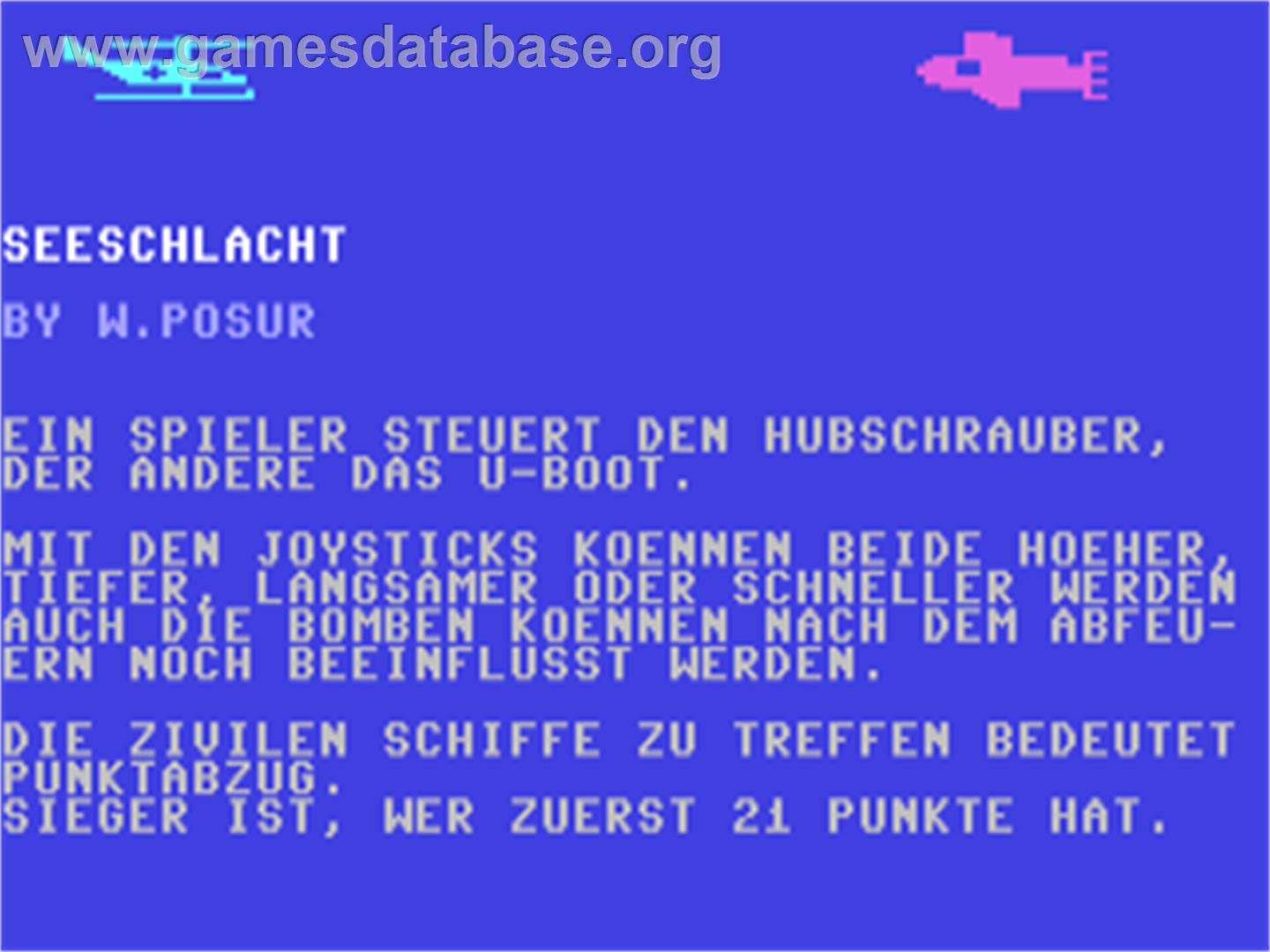 Seeschlacht (Commodore Disc) - Commodore 64 - Artwork - Title Screen