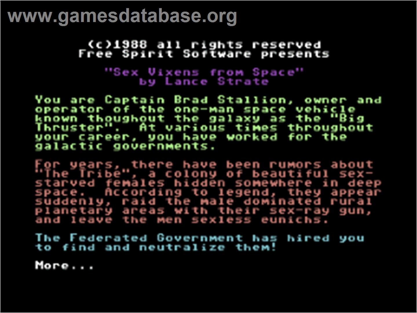 Sex Vixens From Space - Commodore 64 - Artwork - Title Screen