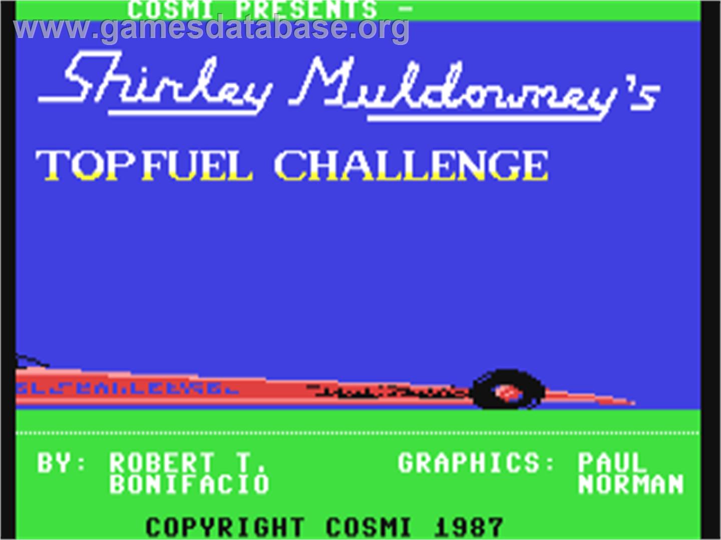 Shirley Muldowney's Top Fuel Challenge - Commodore 64 - Artwork - Title Screen