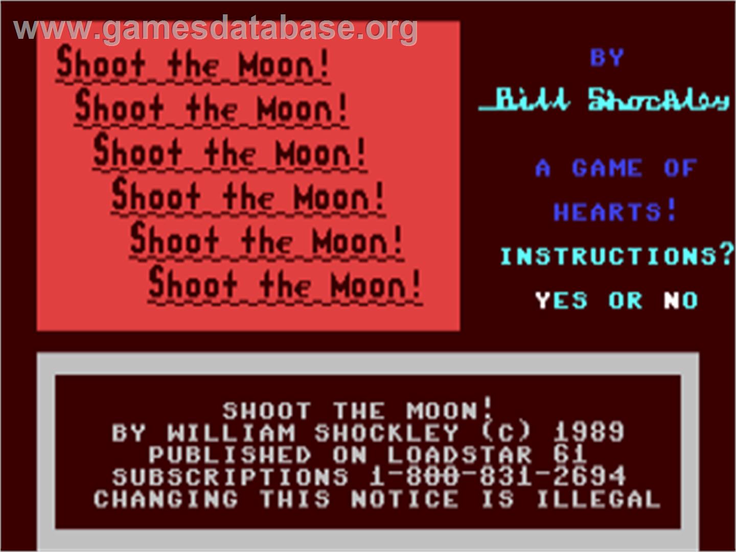 Shoot The Moon! - Commodore 64 - Artwork - Title Screen