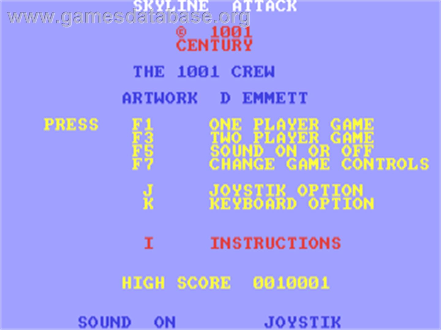 Skyline Attack - Commodore 64 - Artwork - Title Screen
