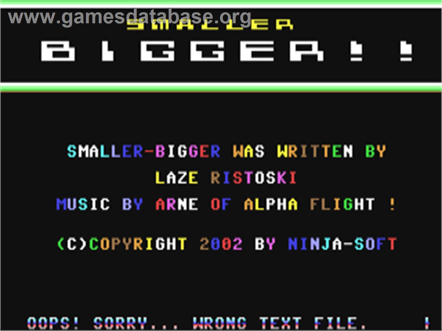 Smaller-bigger - Commodore 64 - Artwork - Title Screen