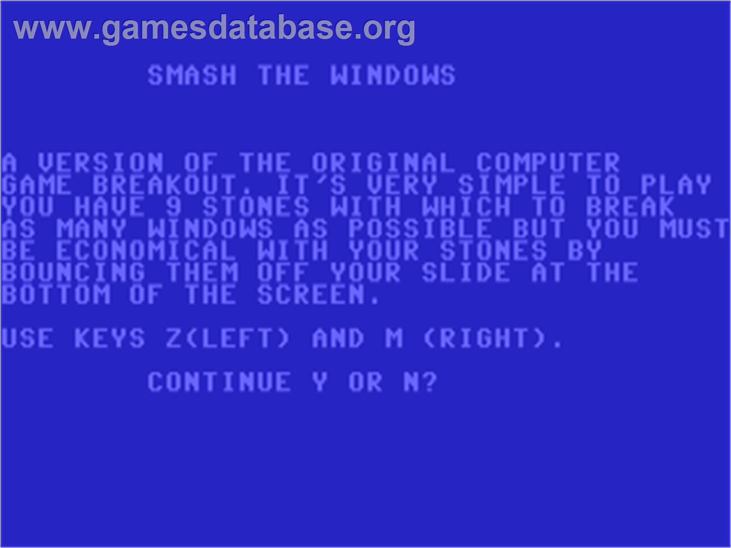 Smash The Windows - Commodore 64 - Artwork - Title Screen
