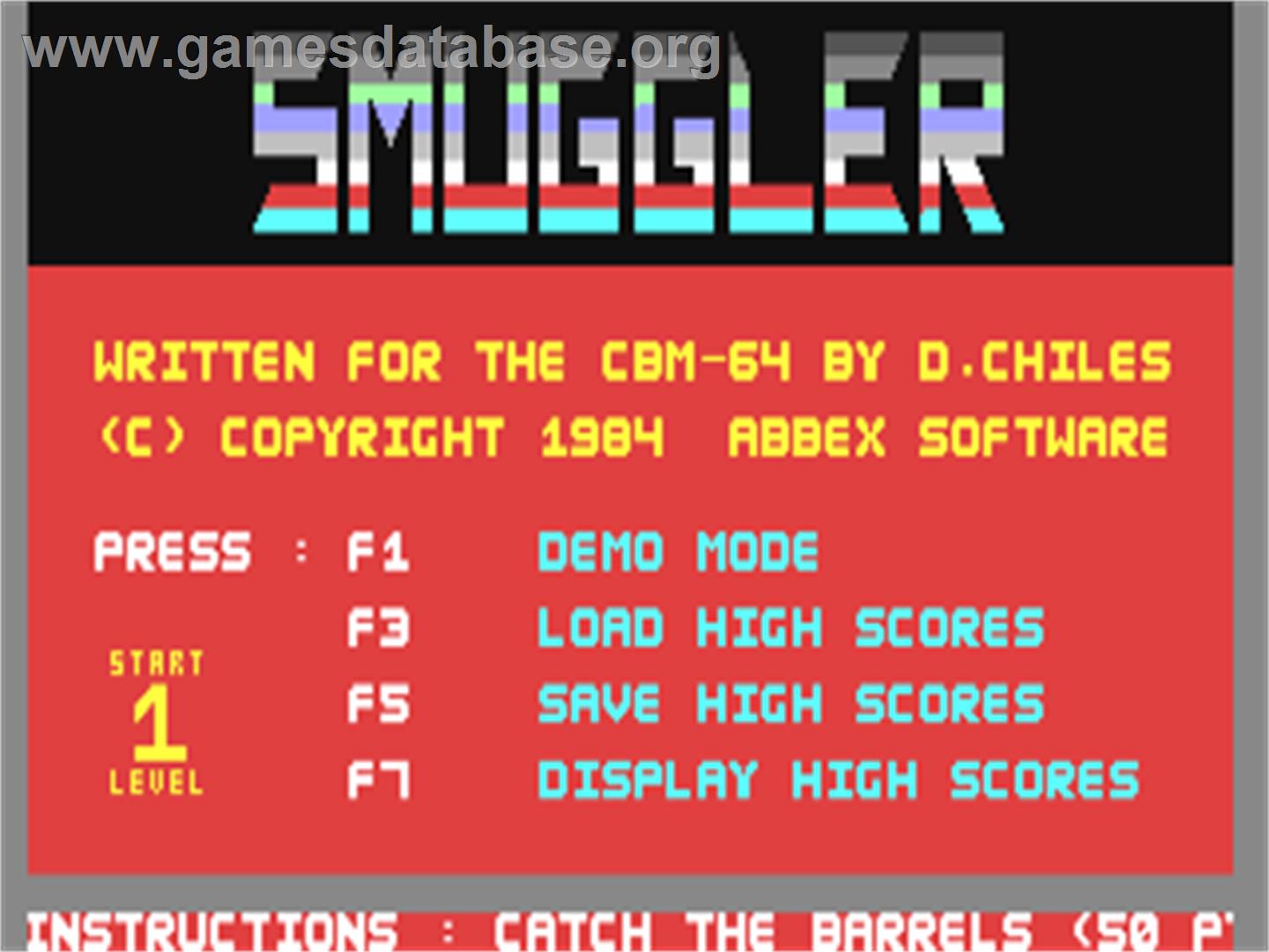 Smuggler - Commodore 64 - Artwork - Title Screen