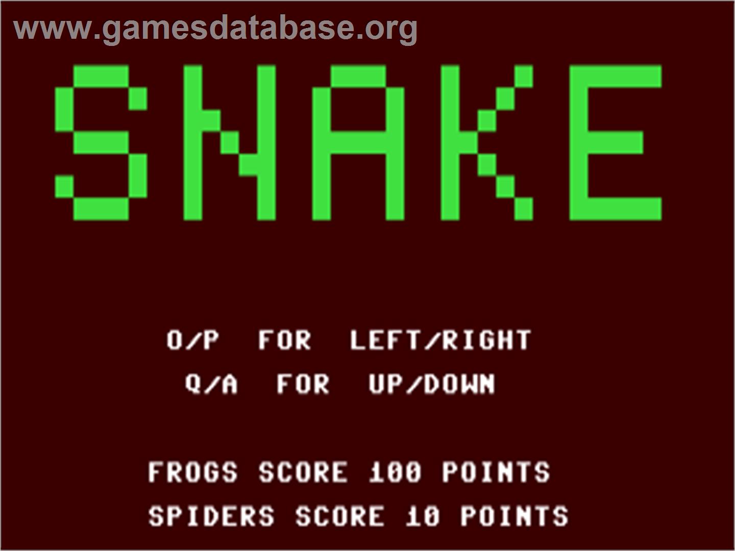 Snake (Victory Software) - Commodore 64 - Artwork - Title Screen