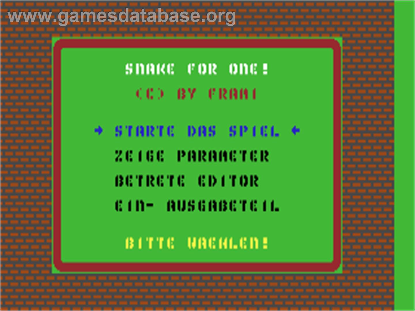 Snake For One - Commodore 64 - Artwork - Title Screen