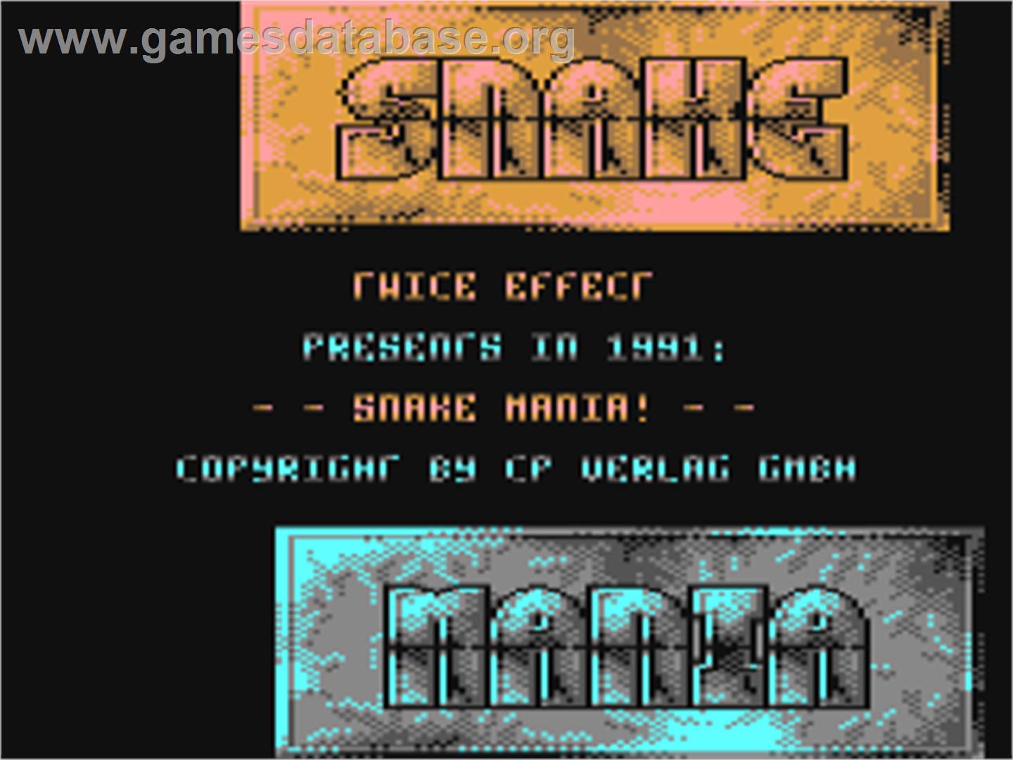 Snake Mania - Commodore 64 - Artwork - Title Screen