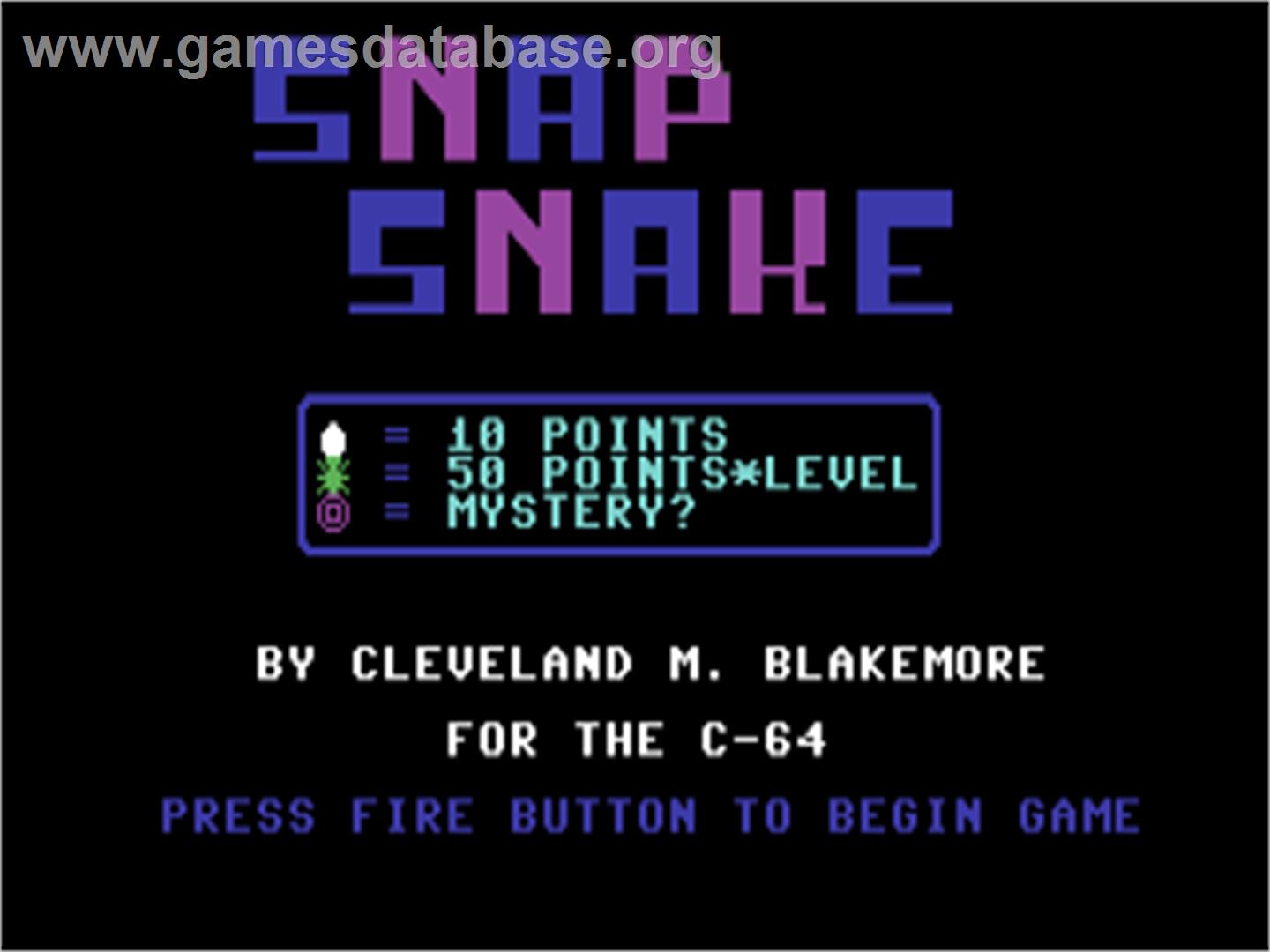 Snap Snake - Commodore 64 - Artwork - Title Screen